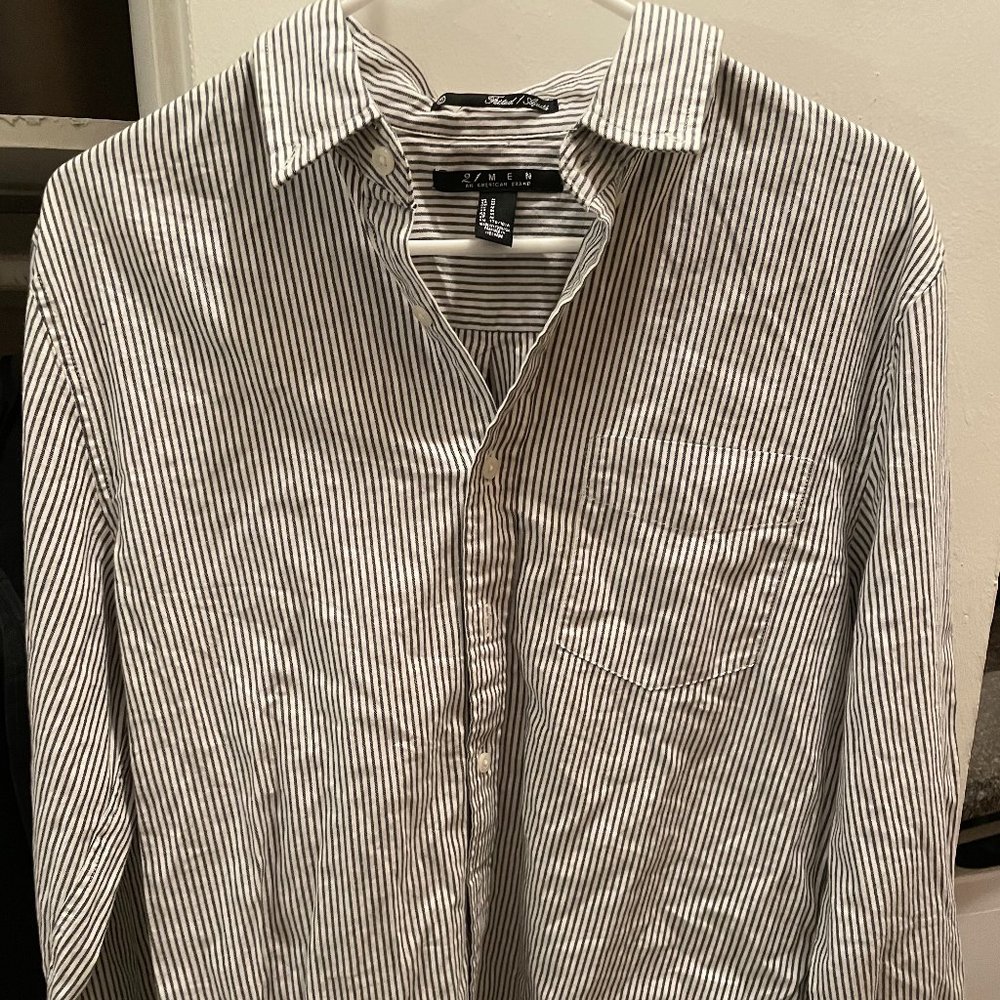 Forever 21 Men's - Grey Stripe Button Up